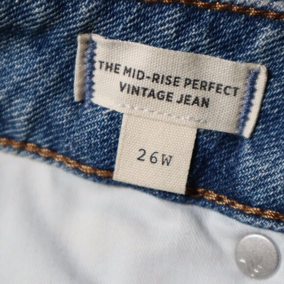 Madewell Mid-Rise Perfect Vintage Jean Womens 26W Distressed New Medium Wash - Picture 14 of 16